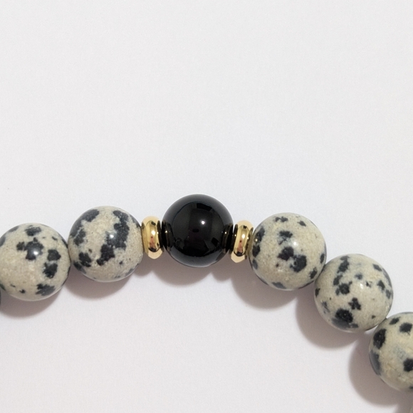 NATURAL ONYX/DALMATIAN JASPER BRACELET - Picture 3 of 4